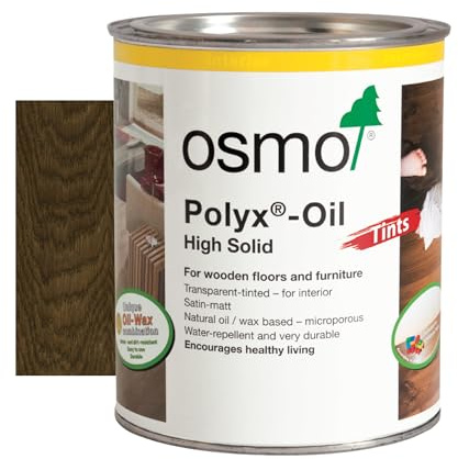 Osmo Polyx®-Oil Tints - Hard Wax Oil 3075, Black Satin Finish, 750ml - Durable Wood Oil for Wooden Furniture, Water-Resistant Floor Wax, Wood Treatments - Ideal for Oak, Pine, Spruce, Beech & More