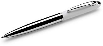 Volkswagen 000087703MQ Kugelschreiber Senator mattweiß Kuli Stift Pen Metall, mit neuem VW Logo in blau