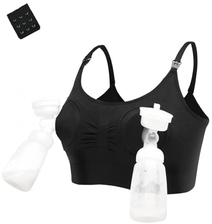 Springcmy Women Hands Free Breast Pump Breast Feeding Pump Pumping Breastpump Maternity Nursing Bra(Black, L)