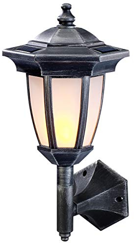 Lunartec Wandleuchte: Solar-LED-Stand- & Wandlaterne mit Flammeneffekt, IP44, 24 LEDs (Solarleuchte Garten, Solarleuchte Gartendeko, Gartenleuchte Standleuchte)