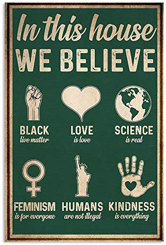 Wandposter Feminist In This House We Believe Notorious Rbg Poster, niedliches Schild für Schlafzimmer, Retro, Café, Metallschild, Poster, 20,3 x 30,5 cm