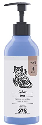 YOPE Natural Shower Gel | Chili, Hemp Extract | Aloe Vera Juice | Moisturising | Revitalising | Smoothing | 97% Natural Ingredients | Cedar Tree 400ml