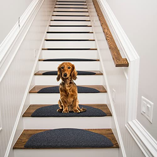 Qingbei Rina 22 x 65 cm Treppenstufen Matten,15 Stück Stufenmatten Schwarz Innen rutschfeste Klebeband für Holzstufen Set für Boden Rutschschutz selbstklebend Antirutsch Teppich