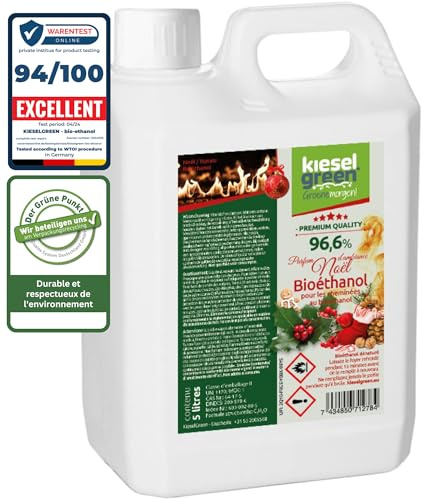 KieselGreen Bioethanol 5 Liter mit Duft für Ethanol-Kamin, viele Sorten - Bio Ethanol als Raumduft in vielen Duftnoten - Parfüm für Bio Ethanol Kamin Indoor oder Bioethanol Tischfeuer (W,5)