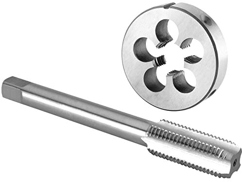 Burkit Ensemble taraud et filières 3/8-16 UNC pour droitier, filetage de machine 3/8 x 16 UNC et filière ronde