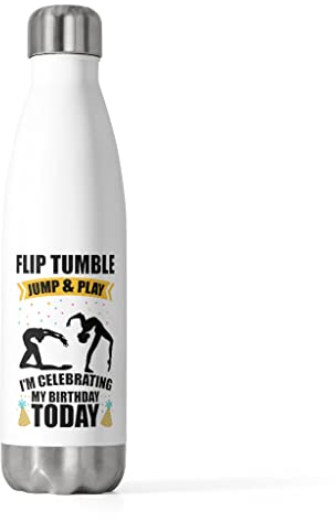 Bouteille isotherme humoristique de 591 ml avec inscription « Tumble And Play I'm Celebrating My Birthday Gymnast »