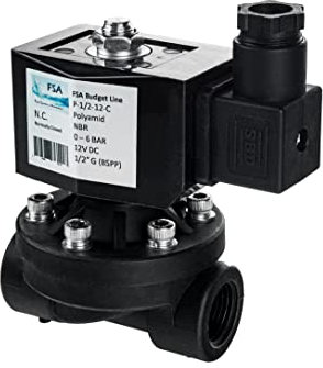 FSA Magnetventil Kunststoff PA6 1/2 12V DC 0-6 bar NBR stromlos geschlossen