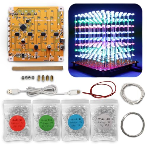 iCubeSmart MINI 3D Led Cube DIY Electronics Kit Soldering Project Kit (3D8MINI-MULTI-KIT)