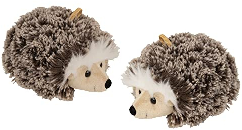 Geschenkestadl 2 Stück Igel Kuscheltier zum Hängen 17 cm Plüschtier Braun Stofftier