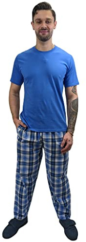 KRUXADER Mens Pyjamas Set | 100% Cotton PJs | With Pants & Long Sleeve Top With Dragon Pattern | Elastic Waistband and Drawstring