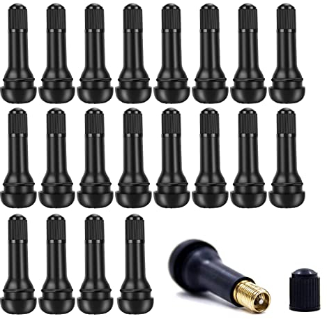Autoreifen Ventil 20 Stück Autoventil TR414 Tubeless Ventil Reifenventile Felgenventile Snap-In Gummiventile Auto Ventile Schwarz Gummiventile mit Aluminium für PKW Auto Motorräder Fahrräder