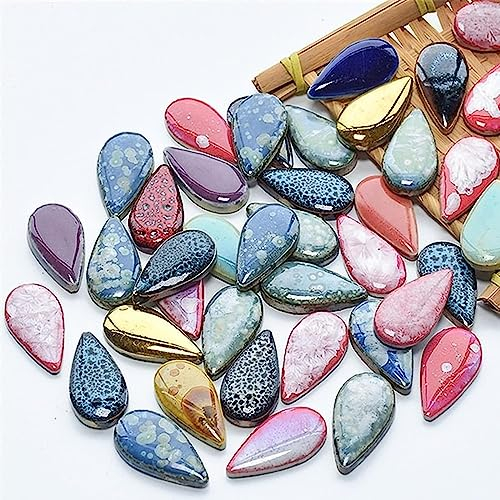 BTMIEY Carreaux de mosaïque en céramique aléatoires de 500 g, pour loisirs créatifs, assiettes, pots de fleurs, vases, tasses, fournitures de fabrication de mosaïque (grande goutte de pluie)