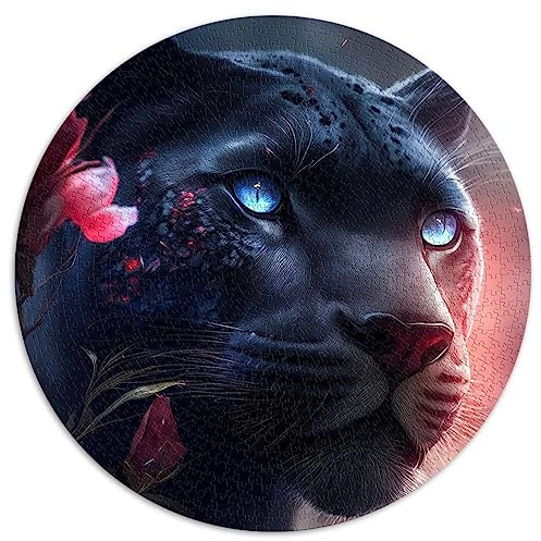 1000 Puzzleteile für Erwachsene und Kinder. Der rosafarbene Schwarze Panther. Kreative runde Puzzles für Erwachsene und Kinder ab 12 Jahren. Papppuzzles. Anspruchsvolles Spiel. Größe: 67,5 x 67,5