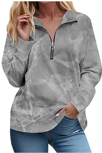 TIMELYE Sweatjacke Damen Beige Funktionsmantel Herbst Shirt Langarm Damen Damen Sweatjacke Elegant Sportjacke Damen Winterjacke Damen Warm Sweatjacke Ohne Kapuze Damen-Mäntel(2-Gray,3XL)