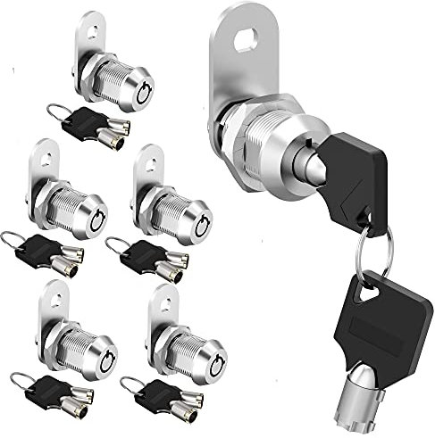 inBovoga Lot de 6 verrous d'armoire avec clés, verrous de rangement tubulaires de 2,2 cm, serrure à came tubulaire pour compartiment de camping-car, porte de rangement, boîte à outils, tiroir, en