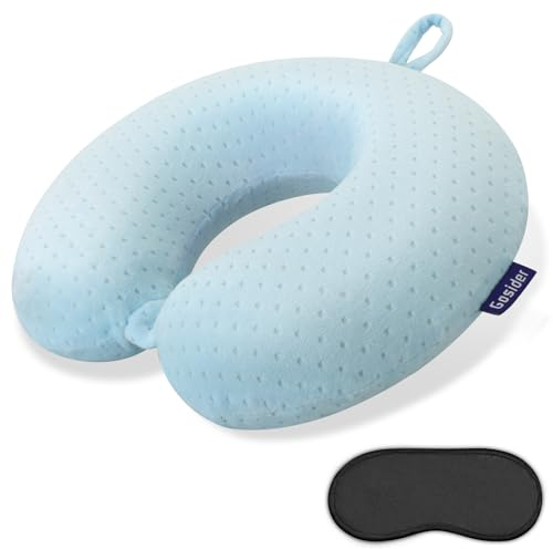 Gosider Reise Nackenkissen Memory Foam Kissen Stützkissen U-Form Compact; Leichtes Nackenkissen zum Schlafen Reisen für Flugzeug, Auto, Zuhause, Büro Camping Hellblau