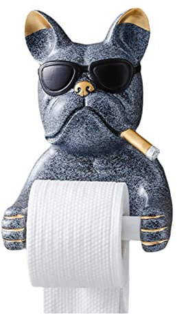 Porte-papier toilette en forme de chien pour décoration de salle de bain, gris, gris