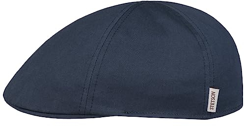 Stetson Texas Hertford Flatcap - Einfarbige Mütze - Schirmmütze aus Baumwolle mit UV-Schutz 40+ - Made in EU - Herren - Frühjahr/Sommer dunkelblau L (58-59 cm)