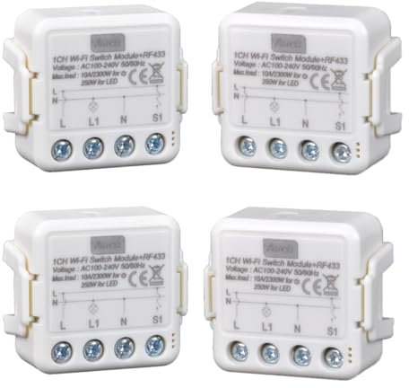 Anvek Smart WiFi interruptor, relé temporizador interruptor inteligente RF433MHz Switch,Mando a distancia para domótica módulo control, compatible con TUYA/Smart Life, Alexa, Echo (4)