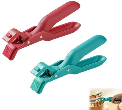 2Pcs Multi-Purpose Anti-Scald Bowl Holder Clip for Kitchen, Anti-Scalding Hot Plate Tongs Bowl Clips, Silicone Non-Slip Heat Insulation Anti-Scald Clip, for Toaster Oven, Pizza Pan (Green & Red)