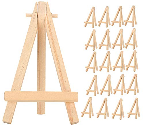Caballete de Madera de 20 Piezas, Soporte de Trípode de Exhibición de Madera con Marco Mini A para Accesorios de Exhibición de Decoración, Adecuado para Pintura Pequeña, Arte