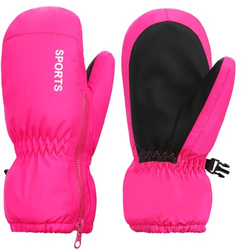 Fengzio Guanti Neve Bambino Unisex Muffole Impermeabili Guanti Termici Bambino e Bambina 2-7 anni ottimo per Slittino Snowboard Pattinaggio Ciclismo Corsa
