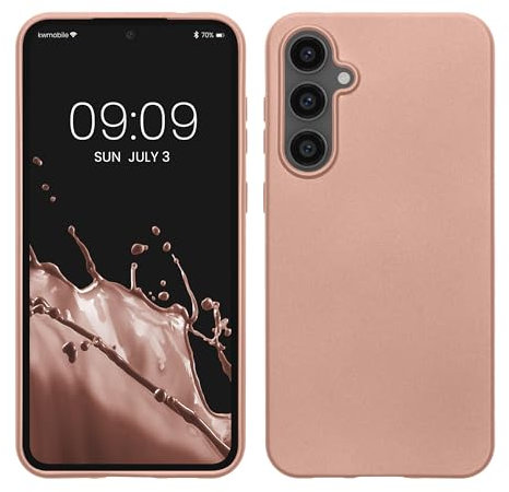 kwmobile Case kompatibel mit Samsung Galaxy S23 FE Hülle - Schutzhülle aus Silikon metallisch schimmernd - Handyhülle Metallic Rosegold