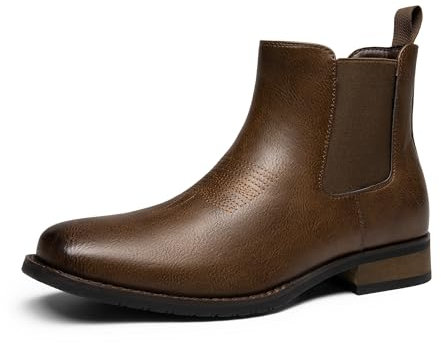 Bruno Marc Stivali da Uomo Chelsea Classici Indossabili Leggeri Slip-on Stivali in Pelle Vintage Ankle Stivaletto Uomo ,Size 44,Marrone-Pu,BMUMAB2402