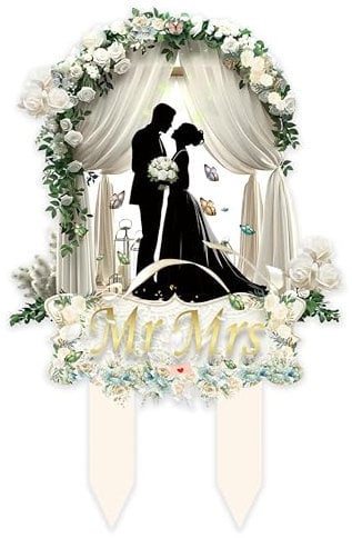 Mr and Mrs Wedding Cake Toppers - Bride and Groom Just Married Bridal Shower Wedding Toppers for Cake