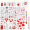 DPKOW DIY Kerzentattoos Valentinstag Wasserschiebefolie Kerzen Stabkerze Rot Herzen Kerzenfolie Ich Liebe Dich Kerzensticker Geburtstagskerze, Kerze mit Spruch, 6 Blatt