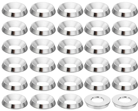 PATIKIL Rondelle Fraisée M6 Finition, 50Pcs 15mm de Diamètre 2.8mm de Hauteur Solide Acier Inoxydable 304 CNC Rondelle en Forme de Tasse à Tête Plate pour Constructions, Taper