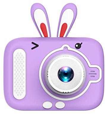 Hanzete 1080P Mini Cartoon Kids Digital Camera Digital Video Camera for Kids Dual Lens 2.0 Inch IPS Screen Built-in Battery Cute Photo Frames Interesting Games with Neck Strap Birthday Christmas