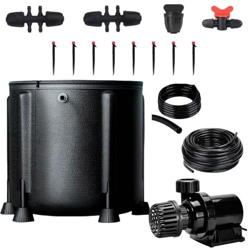 Bekasa Automatische Bewässerung Selbstbewässerungssystem, Automatisches Bewässerungssystem mit 50L Wasserbehälter,20W Wasserpumpe, 8 Tropfdüsen, Selbstbewässerung für Zelt/Gewächshaus/Rasen