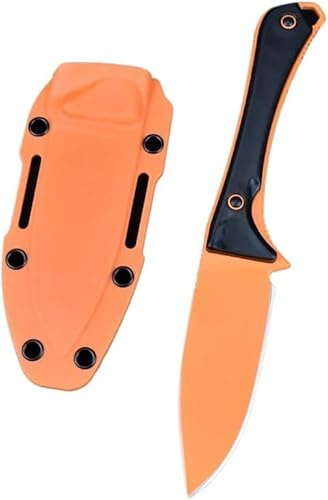 Amacigana 7,68 Messer feststehende Klinge – aus S90V-Stahl – Griff aus Nylon-Fiberglas, Bushcraft & Camping(orange Farbe)