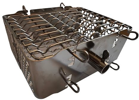 BBQNovation Cesta giratoria de acero inoxidable para asador de gas, parrilla de carbón vegetal y barbacoa esférica, ajustable, apta para lavavajillas, 21 x 19 x 7 cm, perfecta para pollo y verduras
