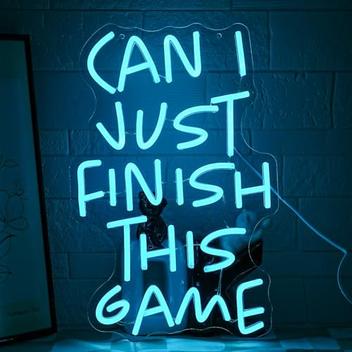 Gioco Lettera Neon Segno Gamer Luce Neon per Spazio Arredamento LED Gioco Neon Segno per Adolescenti Game Zone Boy Camera Da Letto Decorazione Della Parete USB Blu (Posso appena finire questo gioco)