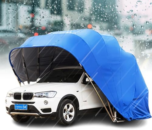 Cochera semiautomática con lona resistente para todas las estaciones, refugio de garaje portátil para protección de vehículos al aire libre y uso en campamento