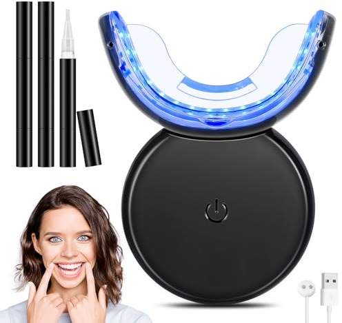 Zahnaufhellung Set mit 32 LED Licht, Teeth whitening kit, M12 Gegen Gelbe Zähne, Rauchflecken, sicher für den Zahnschmelz, Schonend Zahnaufhellung zu Hause, 15 Minuten Zahnbleaching