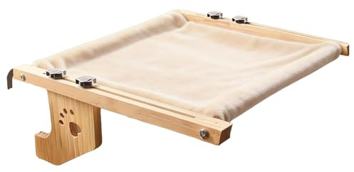 Cuccetta per Finestra per Gatti Ripiano con Struttura in Legno Massello | Con Morbido e Copertura per in Casa Appartamento e Balcone