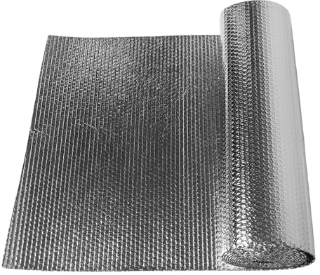 Milisten Film Isolant Thermique en Feuille D'aluminium 5 M X 60 Cm à Bulles Réfléchissantes, Barrière Isolante pour Radiateur, Isolation Fenêtres de Sous-sol et Garage, Support Aluminium