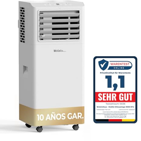 Aire Acondicionado Portátil 9000 BTU, 5 en 1 Pinguino Aire Acondicionado Portátil Bajo Consumo, Ar Condicionado Portátil Silencioso 55dB, Timer 24H, Cobertura 33 m², Kit Ventana Incluido, 10 AÑOS GAR