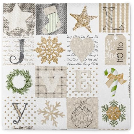 Mank GmbH Airlaid Servietten 40x40 cm Premium Einweg Serviette stoffähnlich und saugstark perfekt für Weihnachtsfeiern & Adventsfeiern Weihnachtsservietten 50 Stück Candy