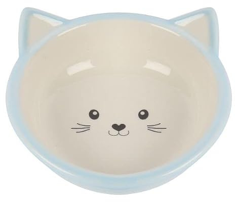HAPPYPET Light Blue/Cream Kitten Bowl Indoors Water Food Feeding Dish Durable Easy Clean Hygienic Safe Pet Accessory - 200 ml