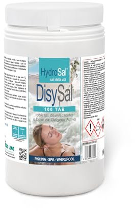 HydroSal DisySal Tab 100, Ossigeno Attivo, in Pastiglie da 100 gr, Ideale per Piscina o Spa Idromassaggio - 1 KG