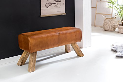KADIMA DESIGN Sitzhocker Holz 90x30x43 cm Modern Garderobenbank Leder Neu