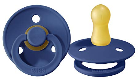 BIBS Schnuller COLOUR, Naturkautschuk, dänische Schnuller mit Kirschform (Midnight Blue, Größe 1 (0-6 Monate))