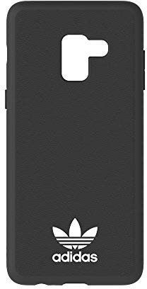 adidas Originals Hülle Kompatibel mit Samsung Galaxy A8+, Fallschutz Hülle mit erhöhten Kanten, Schwarz