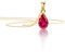 OROVI Schmuck Damen Tropfen Kette Gold mit Ketttenanhänger Edelstein/Geburtsstein Rubin in Rot klassische Halskette aus Gelbgold 9 Karat / 375 Gold Edelstein schmuck