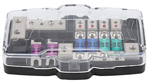 4 Voies Boîte à Fusibles, Porte-fusible Universel avec Autoradio Stéréo ANL Blade Distribution Blocks 0/4GA 4 Way Fusibles Box Block 30A 60A, Série VR,Pièces détachées pour camping car