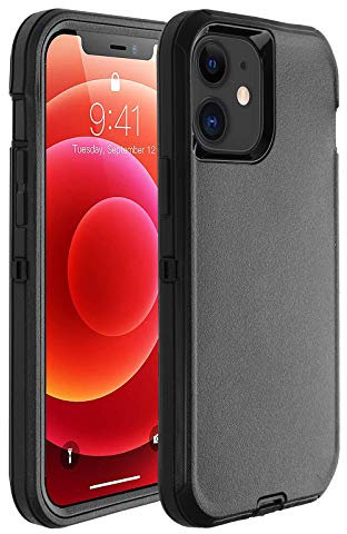 smartelf Compatible with iPhone 12 Mini Case Shockproof Heavy Duty Drop Protecton Hybrid Dual Layer Hard Phone Case, Scratch Resistant TPU and Hard PC Cover for iPhone 12 mini (2020) 5.4 inch-Black